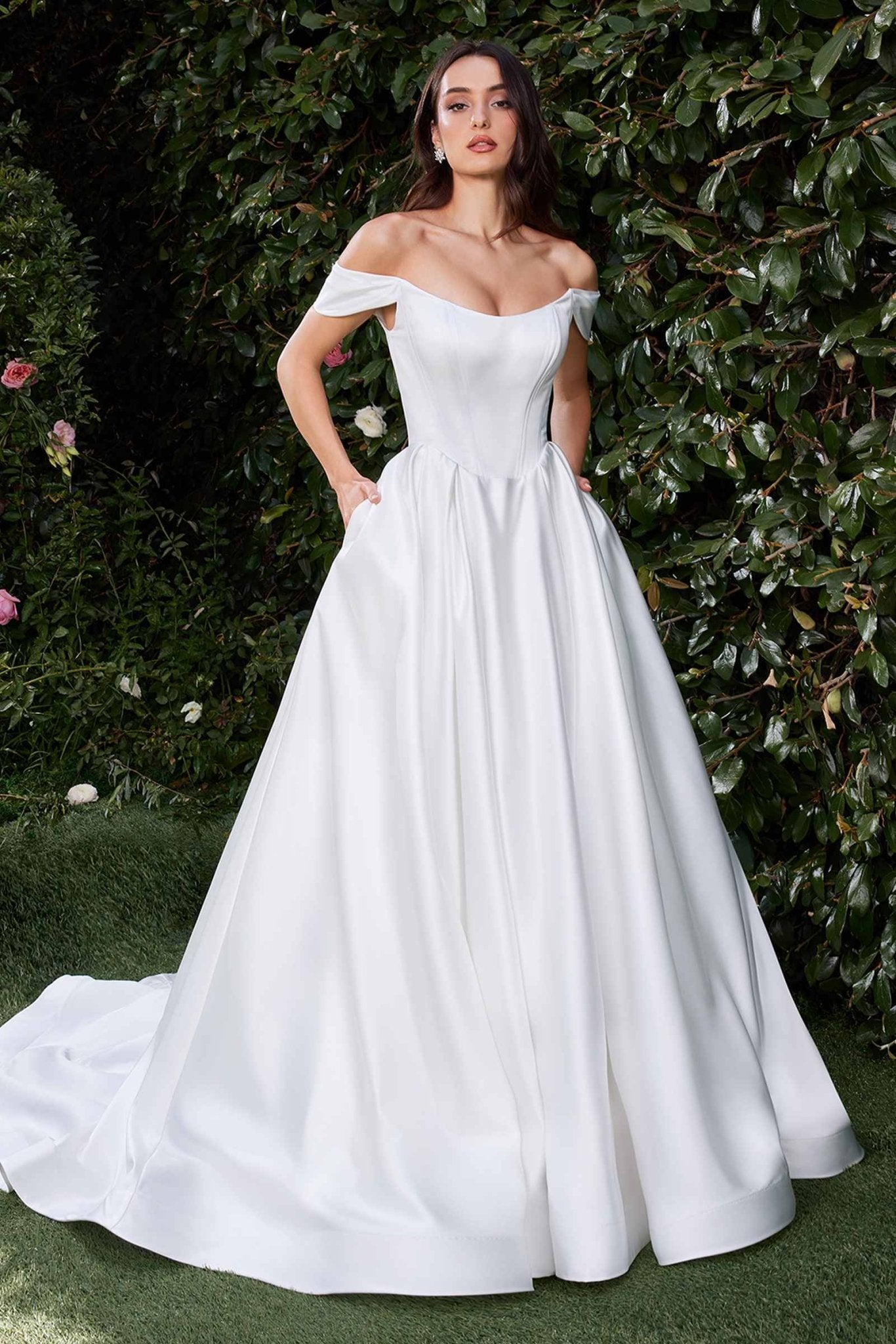 Ladivine CDS513W Dress Off the Shoulder Soft Satin Bridal Ball Gown - Luzilly Bridal & Apparel