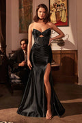Ladivine CM378 Dress Strapless Satin Corset Prom Gown - Luzilly Bridal & Apparel