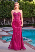 Ladivine J871 Long Sultry Fitted Strapless Embellished Prom Gown - Luzilly Bridal & Apparel