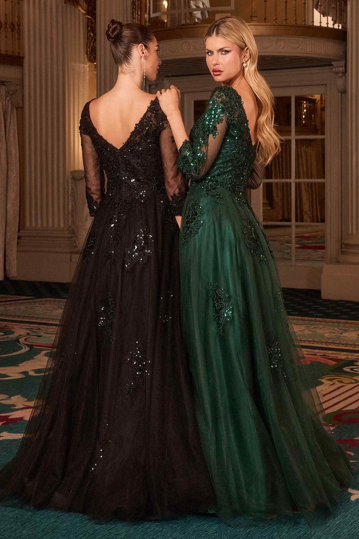 Ladivine J883 Mother of the Bride A-Line Ball Gown Long Sleeve - Luzilly Bridal & Apparel