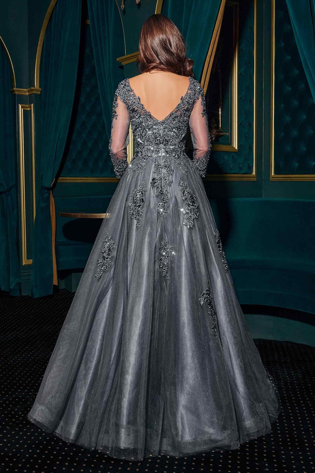 Ladivine J883W Long-Sleeve Lace A-Line Wedding Gown - Luzilly Bridal & Apparel