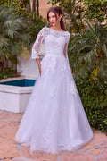 Ladivine J883W Long-Sleeve Lace A-Line Wedding Gown - Luzilly Bridal & Apparel