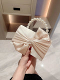 Lady Exquisite Flower Evening Bag | White Wedding Bag & Faux Pearl Handheld Banquet Bag (Party, Prom, Dress Bag) - Luzilly Bridal & Apparel