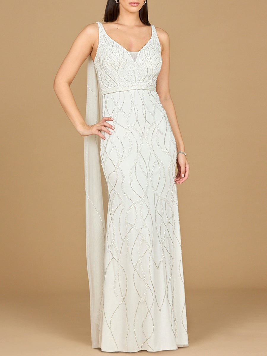 Lara 51214 - Beaded Wedding Gown with Cape - Luzilly Bridal & Apparel