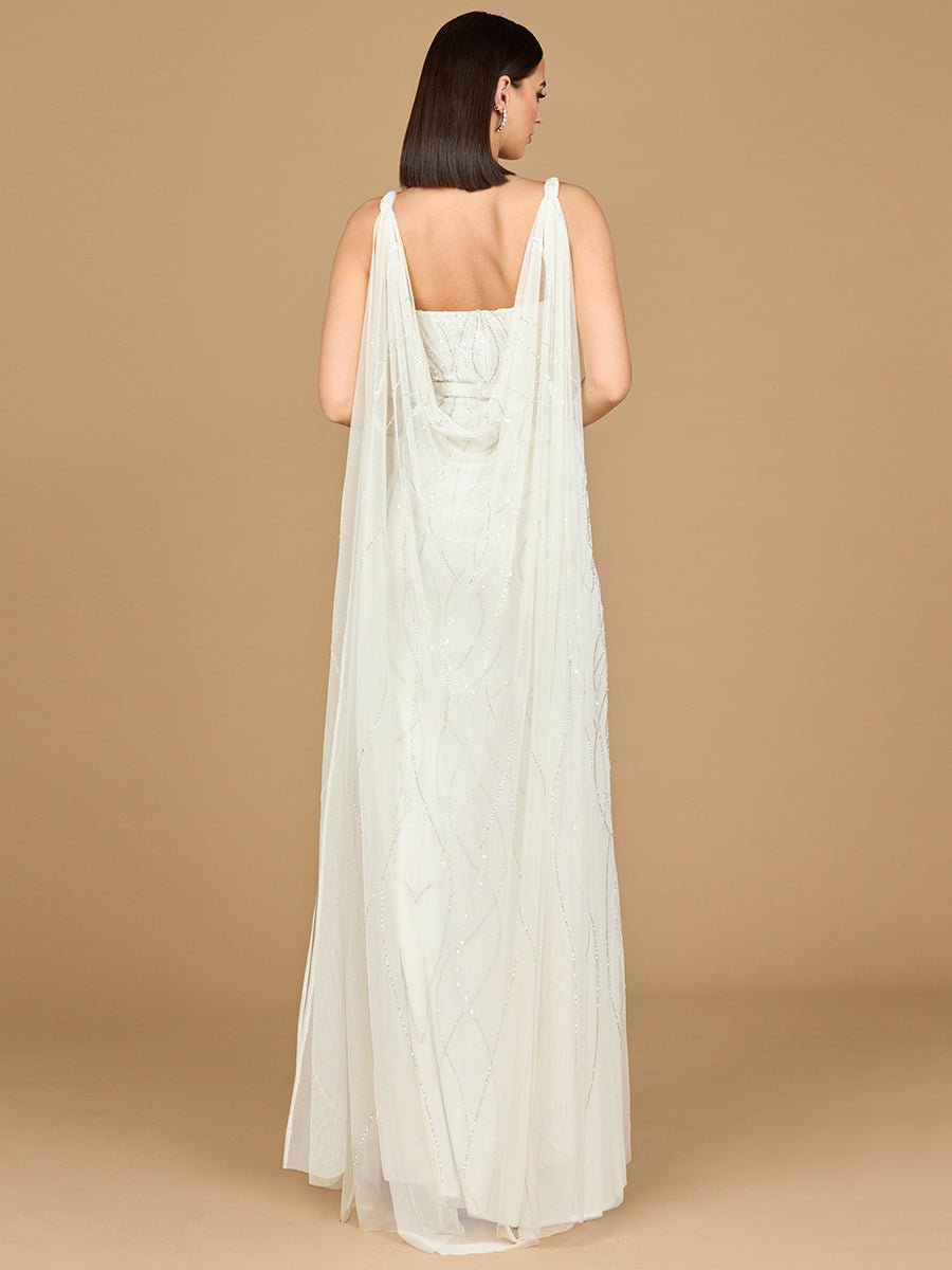 Lara 51214 - Beaded Wedding Gown with Cape - Luzilly Bridal & Apparel