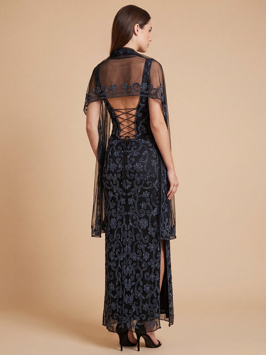Lara 9916- Strapless Beaded Gown with Scarf - Luzilly Bridal & Apparel