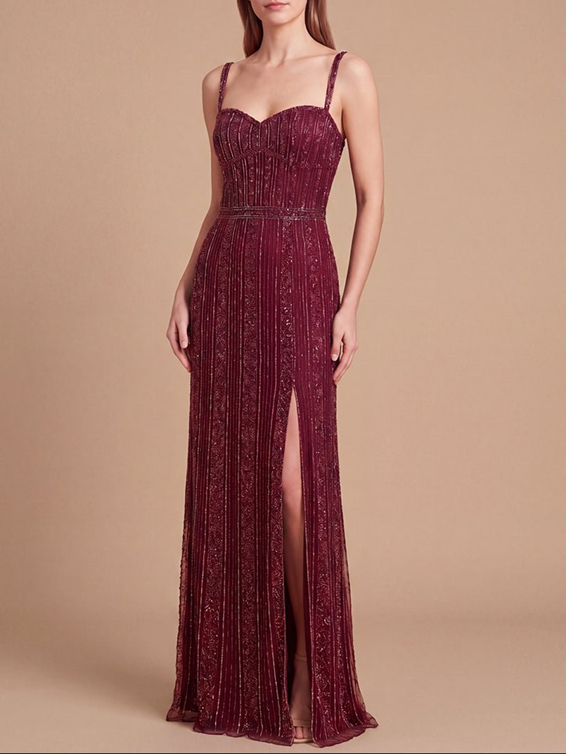 Lara 9917- Spaghetti Strap Beaded Gown - Luzilly Bridal & Apparel