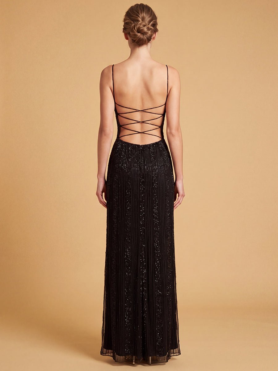 Lara 9917- Spaghetti Strap Beaded Gown - Luzilly Bridal & Apparel