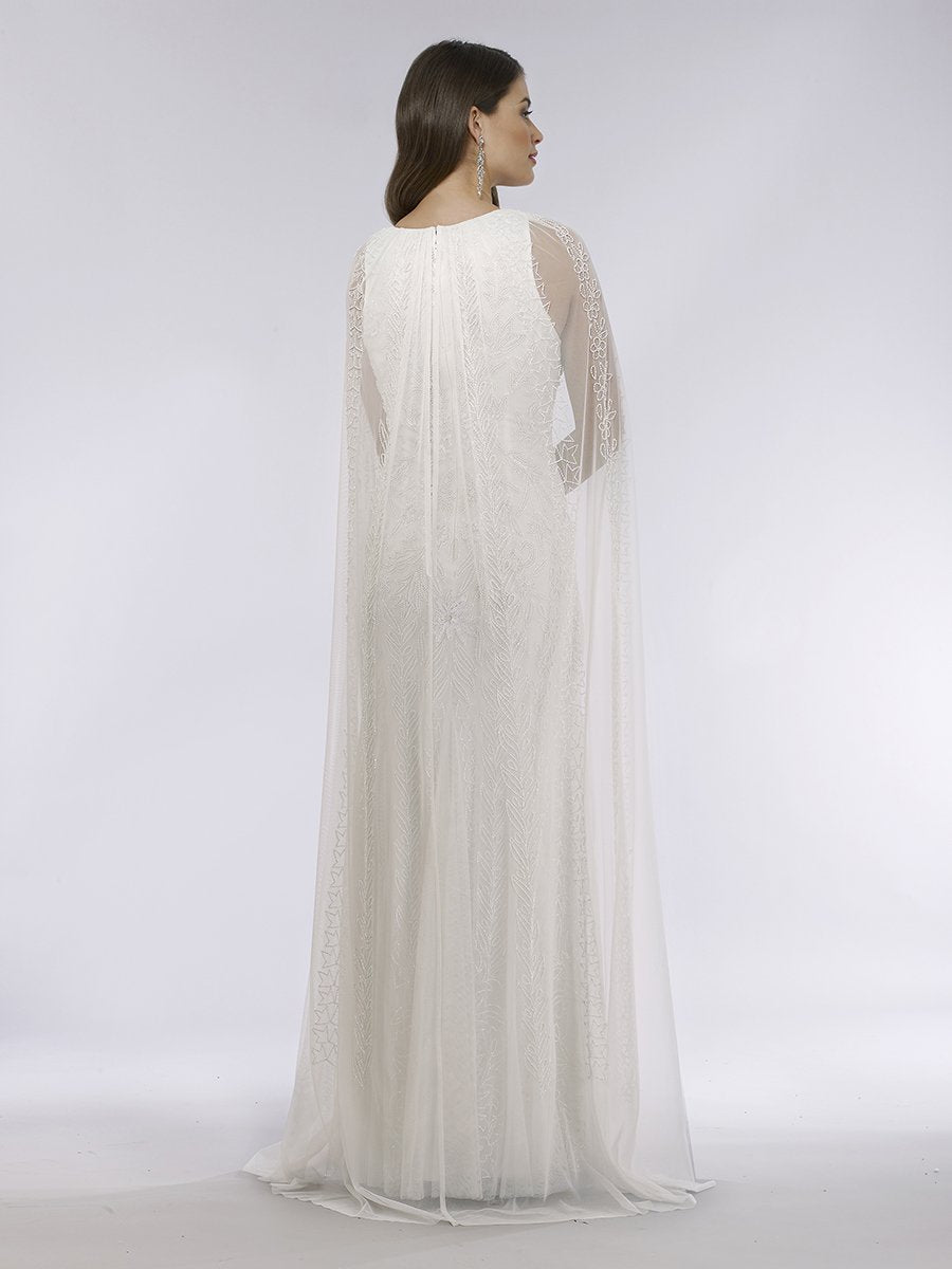 Lara Eve Beaded Cape Sleeve Wedding Dress - Luzilly Bridal & Apparel