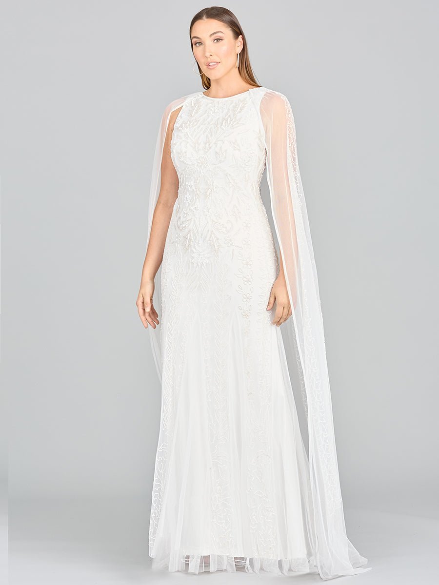 Lara Eve Beaded Cape Sleeve Wedding Dress - Luzilly Bridal & Apparel