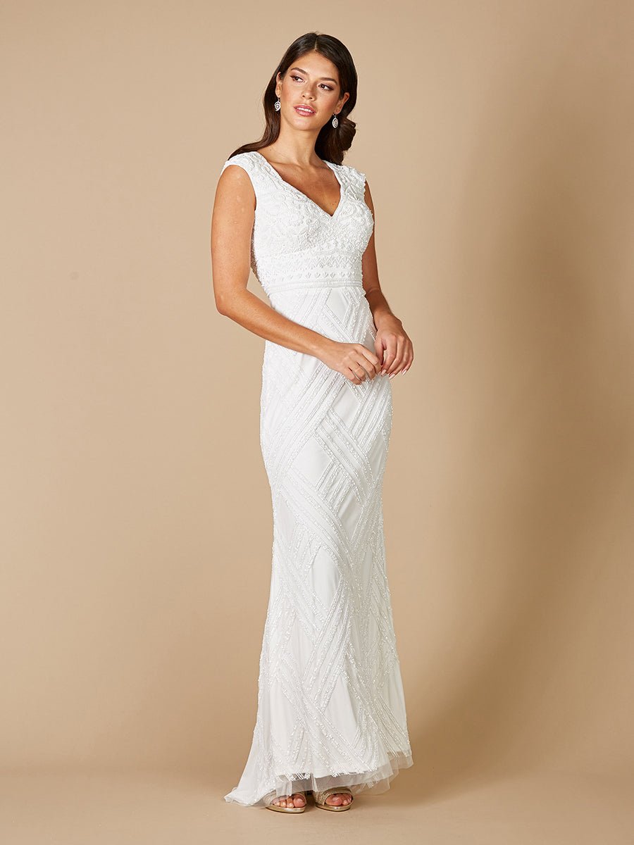 Lara Fabiana Cap Sleeve Beaded Wedding Gown - Luzilly Bridal & Apparel