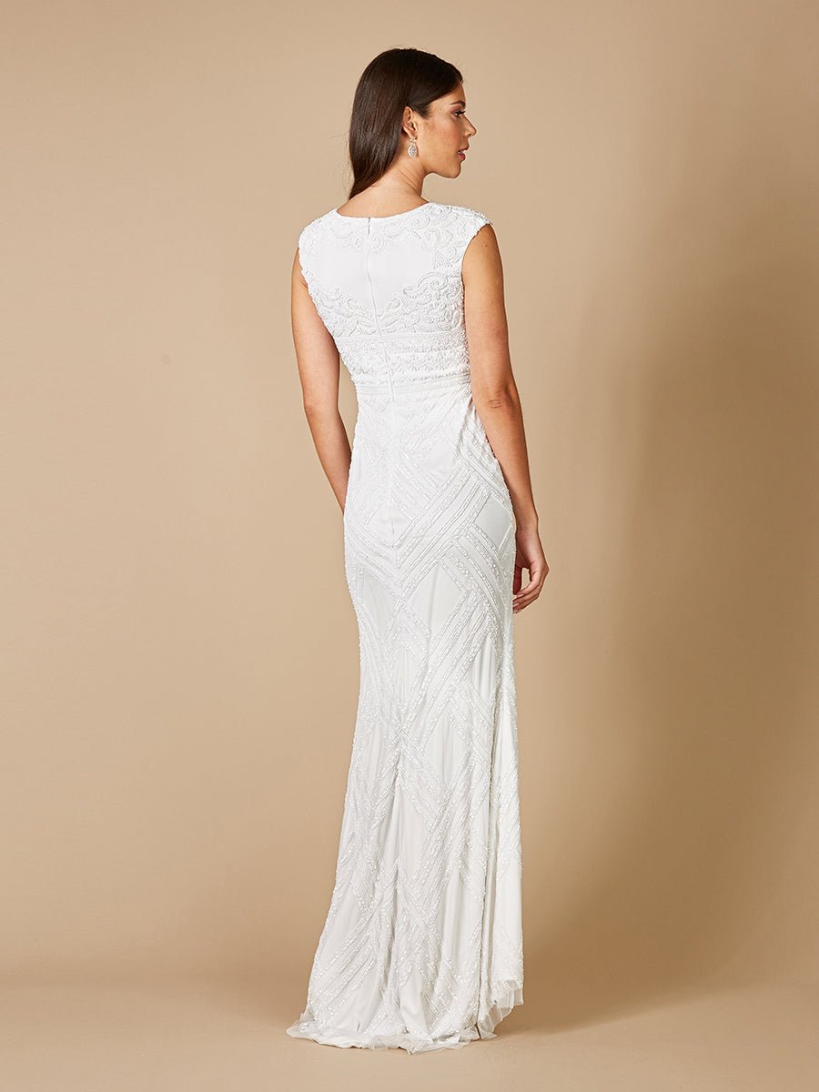 Lara Fabiana Cap Sleeve Beaded Wedding Gown - Luzilly Bridal & Apparel