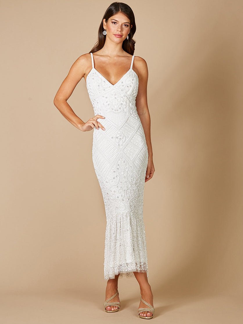 Lara Fae V-Neck Spaghetti Strap Wedding Gown - Luzilly Bridal & Apparel