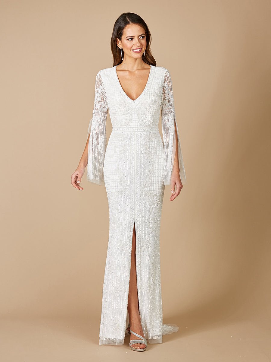 Lara Fallon Long Sleeve Beaded Wedding Gown - Luzilly Bridal & Apparel