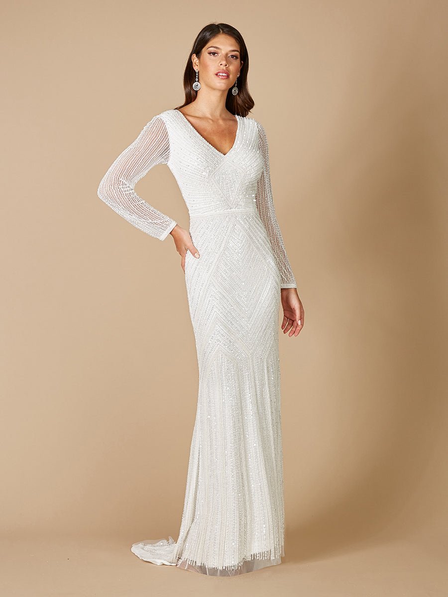 Lara Finley Sheer Sleeve Wedding Gown - Luzilly Bridal & Apparel