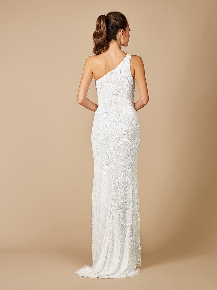 Lara Fleur One Shoulder Floral Beaded Wedding Gown | 51081 - Luzilly Bridal & Apparel