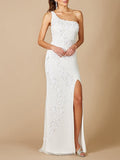 Lara Fleur One Shoulder Floral Beaded Wedding Gown | 51081 - Luzilly Bridal & Apparel