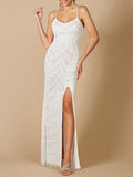 Lara Frenchie Spaghetti Strap Beaded Bridal Maxi Dress - Luzilly Bridal & Apparel