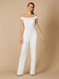 Lara Gabby Beaded Off-the-Shoulder Bridal Jumpsuit - Luzilly Bridal & Apparel