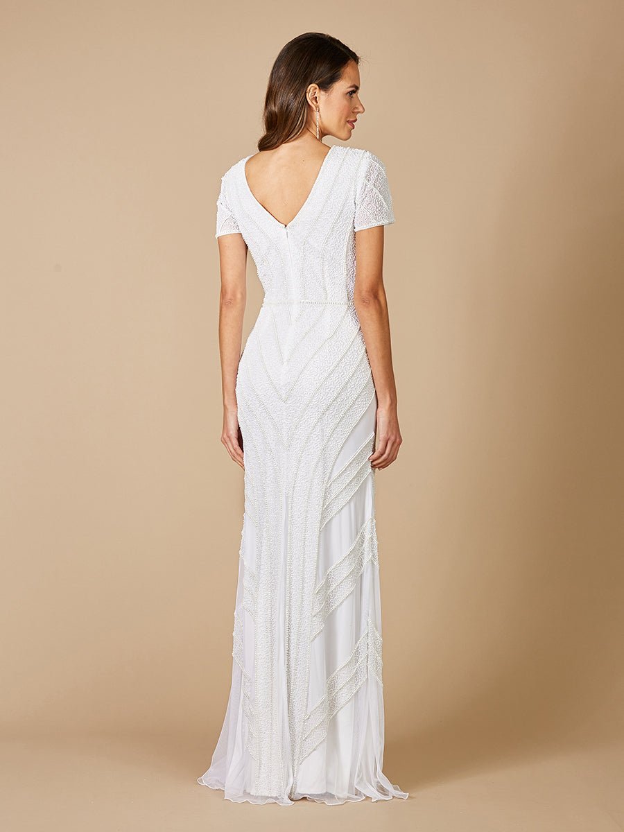 Lara Gabriella Beaded Plunge Wedding Dress - Luzilly Bridal & Apparel