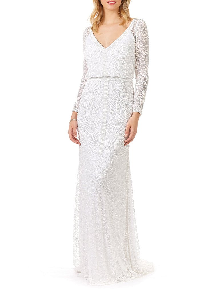 Lara Grant Long Sleeve Beaded Wedding Dress - Luzilly Bridal & Apparel