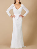 Lara Grant Long Sleeve Beaded Wedding Dress - Luzilly Bridal & Apparel