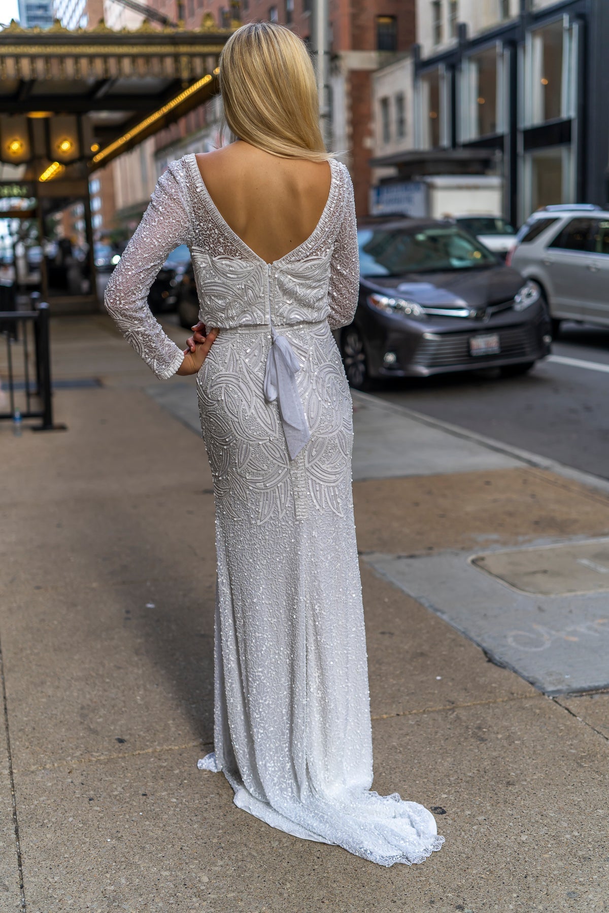 Lara Grant Long Sleeve Beaded Wedding Dress - Luzilly Bridal & Apparel