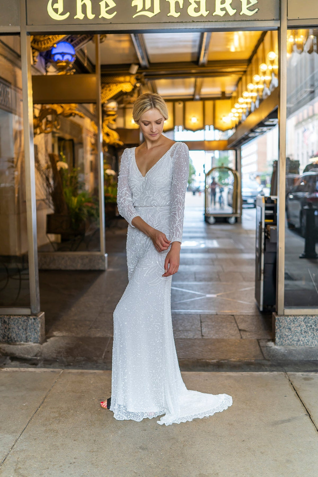 Lara Grant Long Sleeve Beaded Wedding Dress - Luzilly Bridal & Apparel