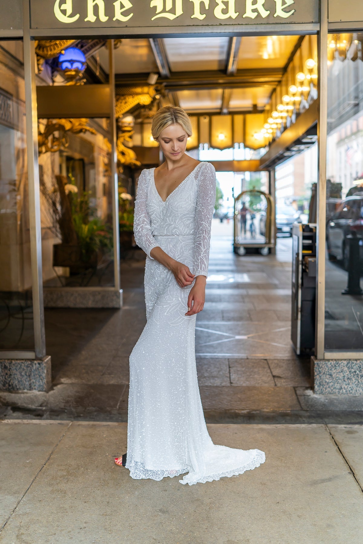 Lara Grant Long Sleeve Beaded Wedding Dress - Luzilly Bridal & Apparel
