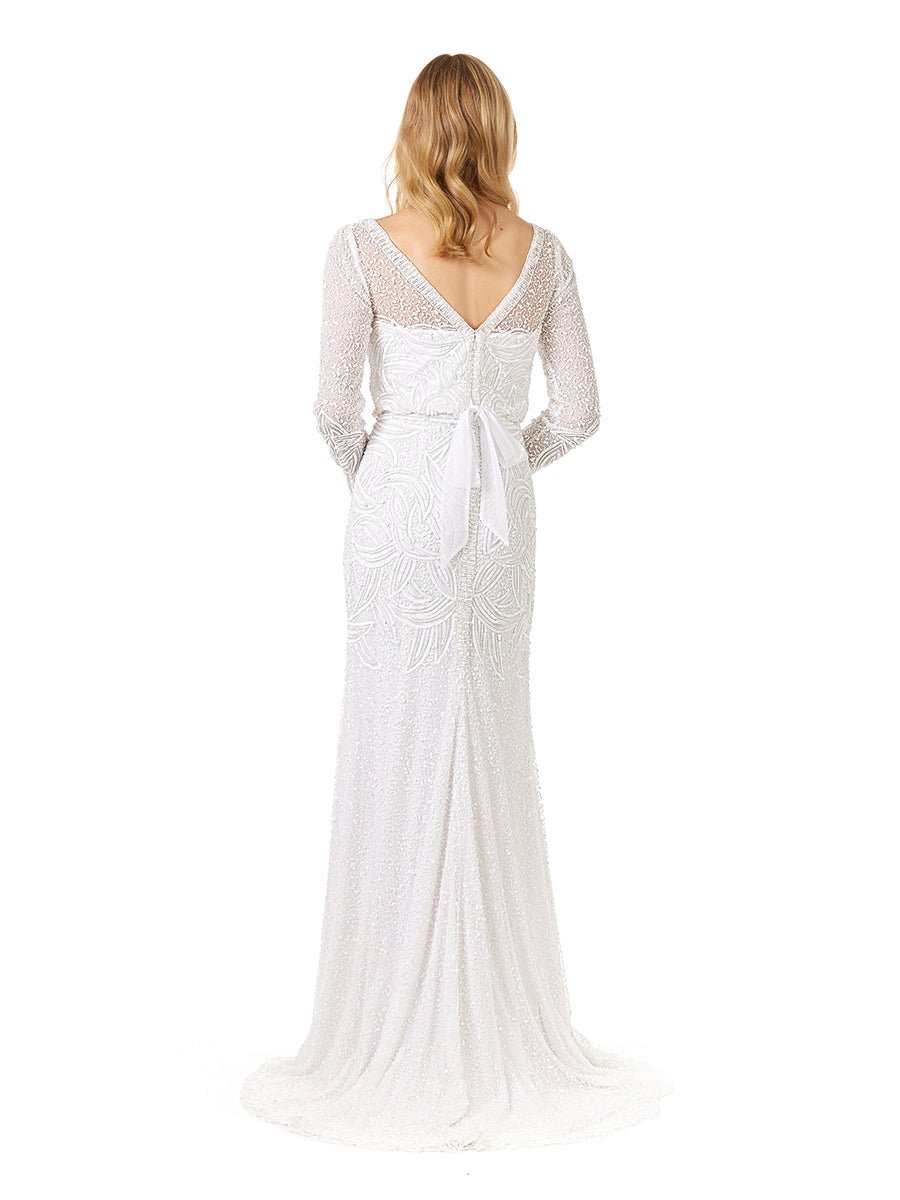Lara Grant Long Sleeve Beaded Wedding Dress - Luzilly Bridal & Apparel