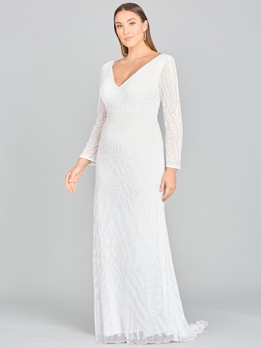Lara Gretchen V-Neck Long Sleeve Wedding Dress - Luzilly Bridal & Apparel