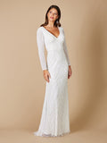 Lara Gretchen V-Neck Long Sleeve Wedding Dress - Luzilly Bridal & Apparel