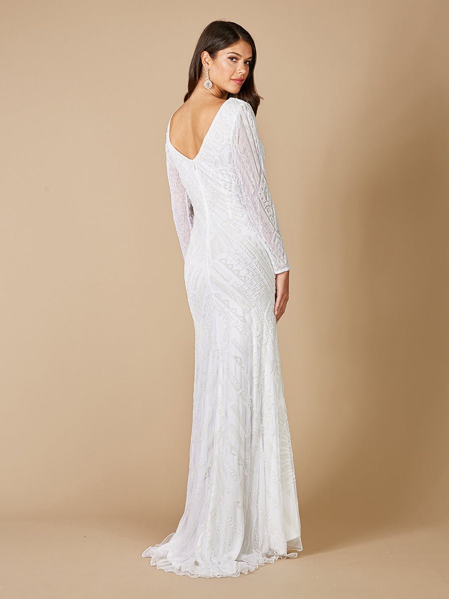 Lara Gretchen V-Neck Long Sleeve Wedding Dress - Luzilly Bridal & Apparel