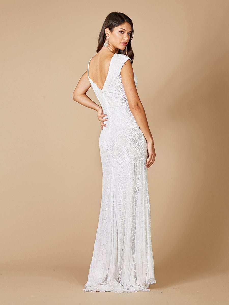 Lara Gwen Beaded Short Sleeve Wedding Dress - Luzilly Bridal & Apparel