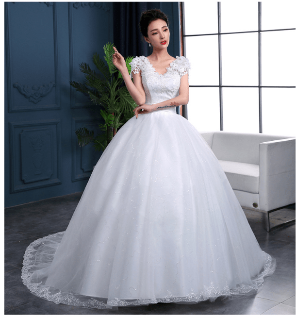 Large Trailing Lace Lace Tie Wedding Dress Slim And Slim - Luzilly Bridal & Apparel