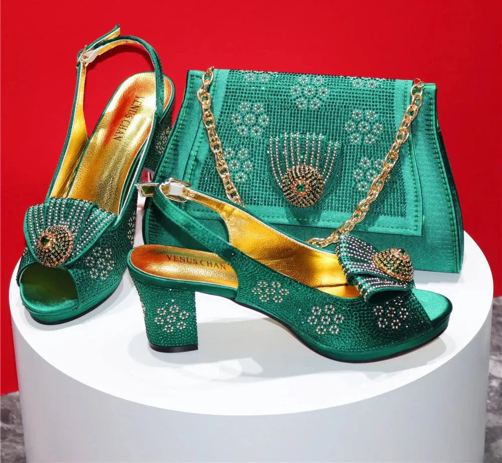 Latest Peep Toe Shoes Matching Bag Set For Wedding Party ED432 - Luzilly Bridal & Apparel