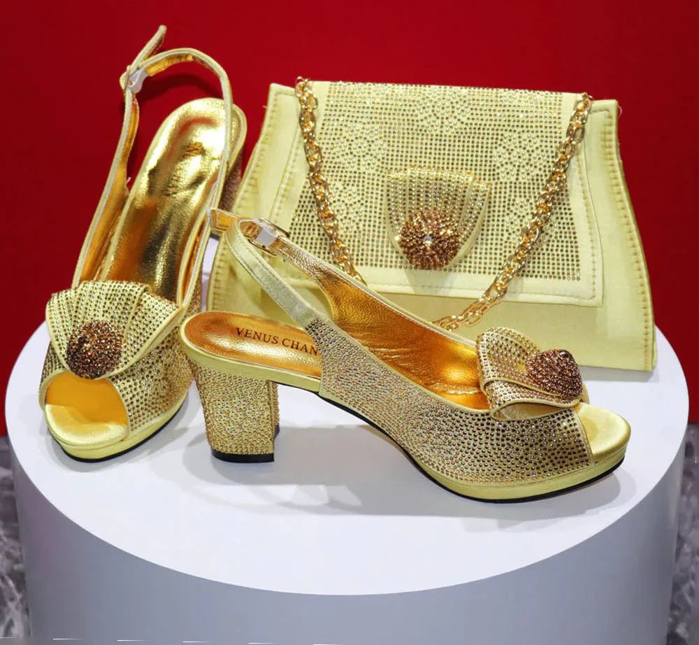 Latest Peep Toe Shoes Matching Bag Set For Wedding Party ED432 - Luzilly Bridal & Apparel