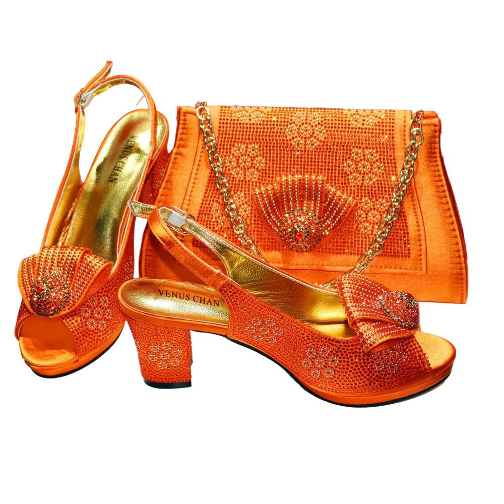 Latest Peep Toe Shoes Matching Bag Set For Wedding Party ED432 - Luzilly Bridal & Apparel