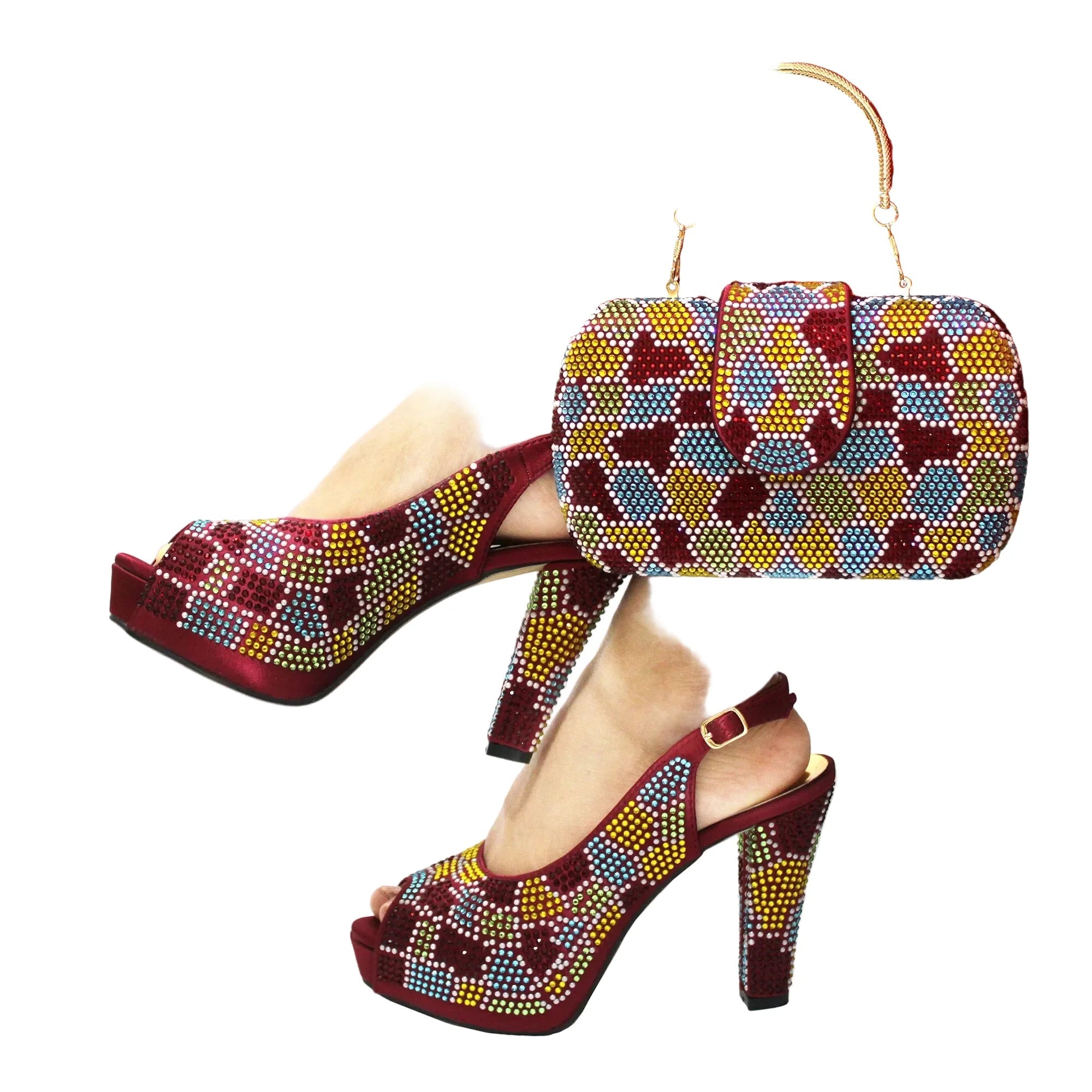 Latest Peep Toe Women's Shoes & Bag Set FGTY67 - Luzilly Bridal & Apparel