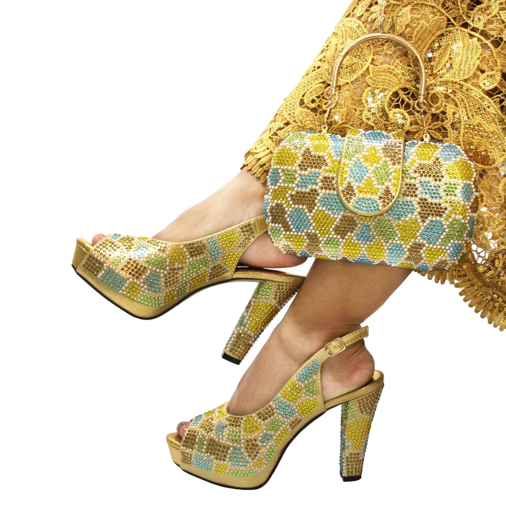 Latest Peep Toe Women's Shoes & Bag Set FGTY67 - Luzilly Bridal & Apparel