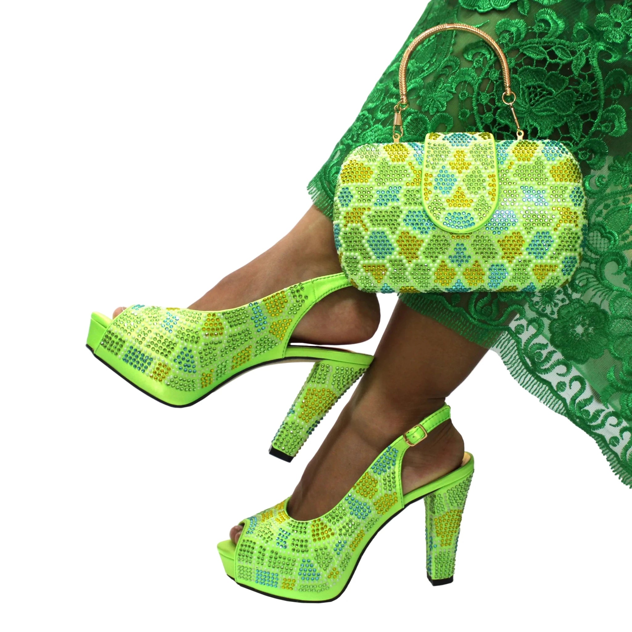 Latest Peep Toe Women's Shoes & Bag Set FGTY67 - Luzilly Bridal & Apparel