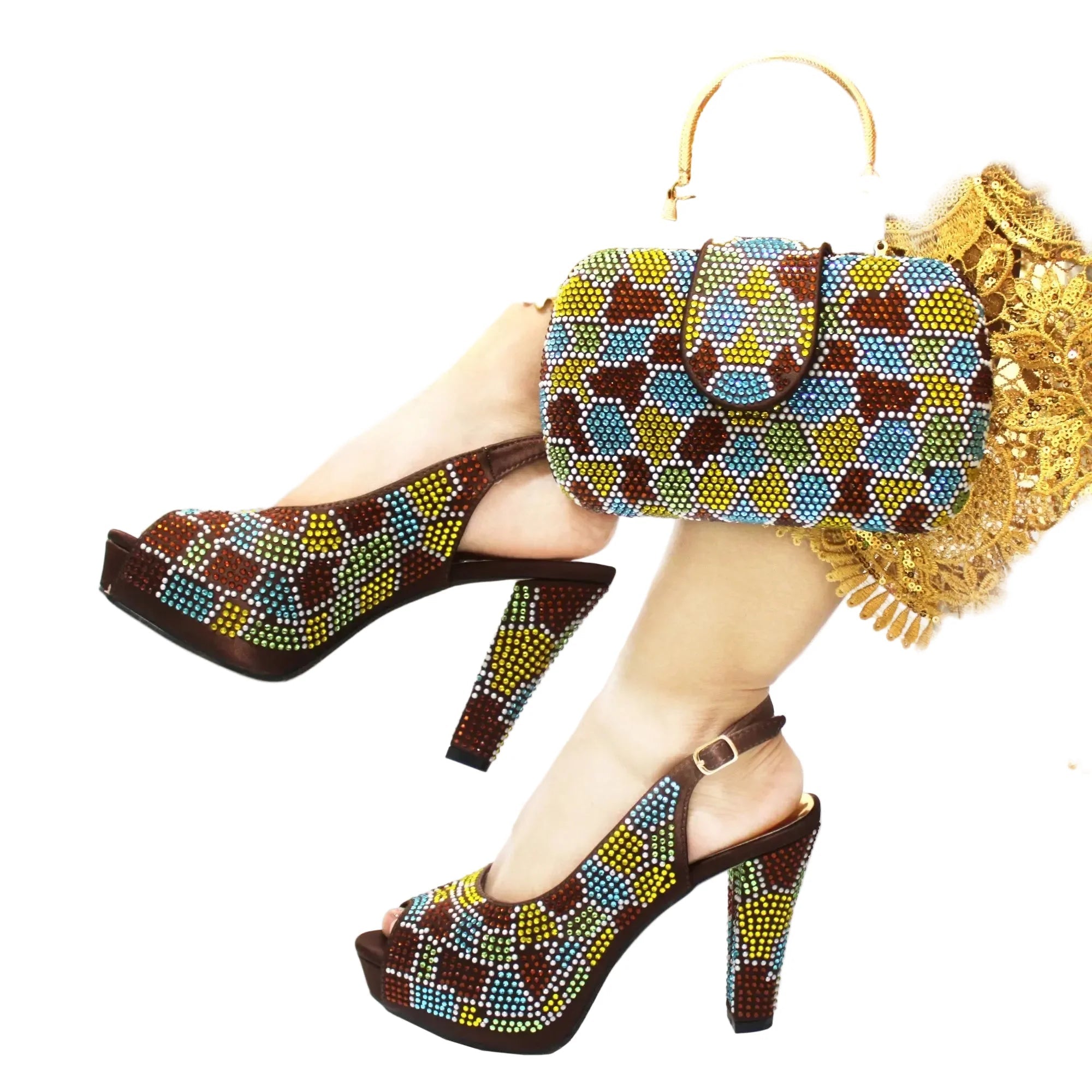 Latest Peep Toe Women's Shoes & Bag Set FGTY67 - Luzilly Bridal & Apparel