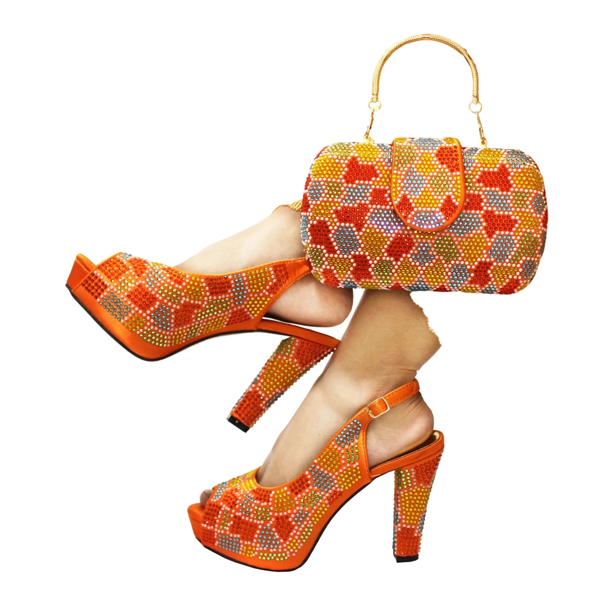 Latest Peep Toe Women's Shoes & Bag Set FGTY67 - Luzilly Bridal & Apparel