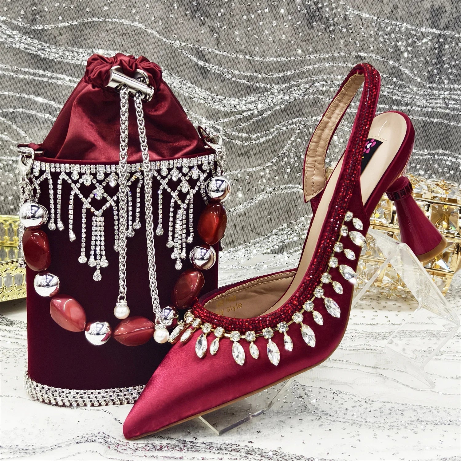 Latest Women Heels Shoes and Bags Set - ED-67 - Luzilly Bridal & Apparel