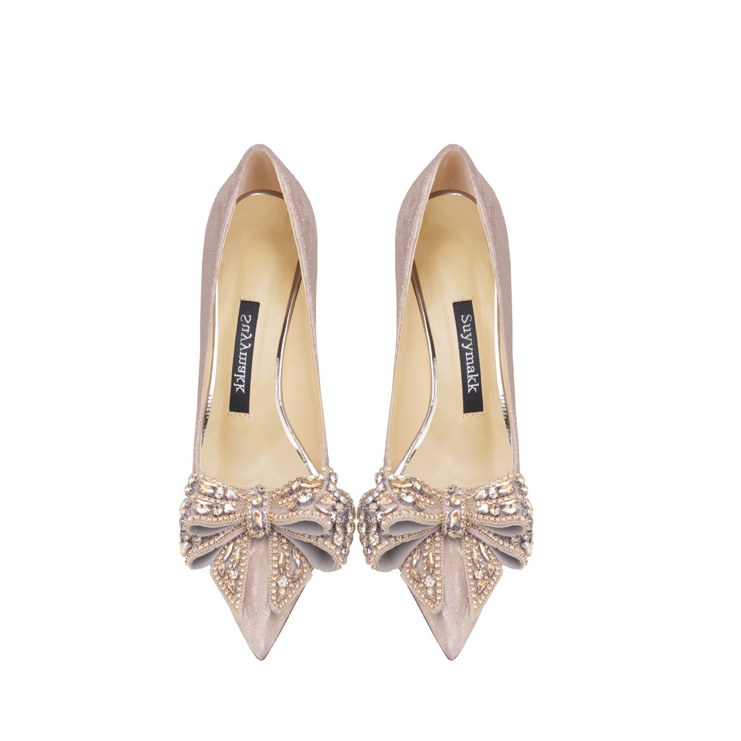 Leather Rhinestone Golden Bowknot High Heel Shoes Women's New Fine Heel Tiger Skin Bridesmaid Shoes Wedding Shoes Single Shoes - Luzilly Bridal & Apparel