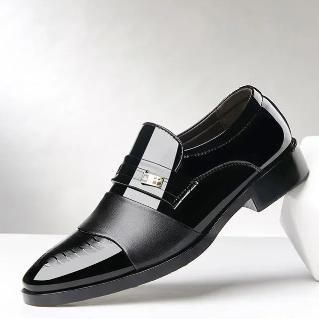 Leather Shoes for Men Wedding Formal Oxfords Business Casual Office Work Shoes for Men Classic Luxury Pointy Men's Dress Shoes - Luzilly Bridal & Apparel