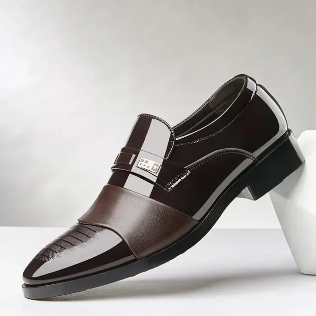 Leather Shoes for Men Wedding Formal Oxfords Business Casual Office Work Shoes for Men Classic Luxury Pointy Men's Dress Shoes - Luzilly Bridal & Apparel