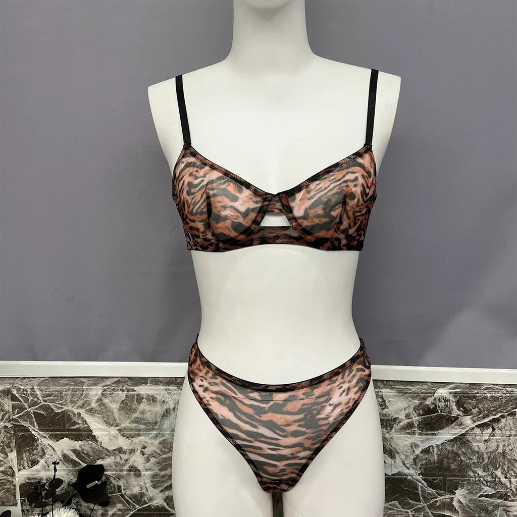 Leopard Print Bra and Thong Set - Luzilly Bridal & Apparel