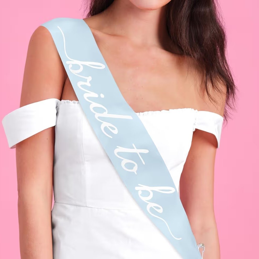 Light Blue Bride Sash - Luzilly Bridal & Apparel