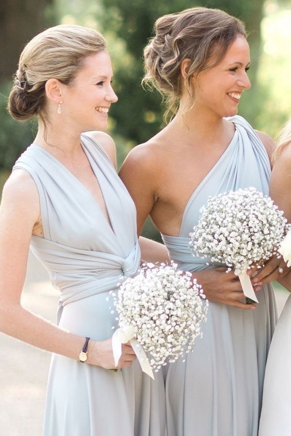Light Blue Bridesmaid Dresses Country Beach Wedding Dress - Luzilly Bridal & Apparel